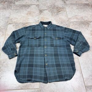 Union Bay Shacket Mens Medium Blue Flannel Long Sleeve Plaid Button Up Vintage